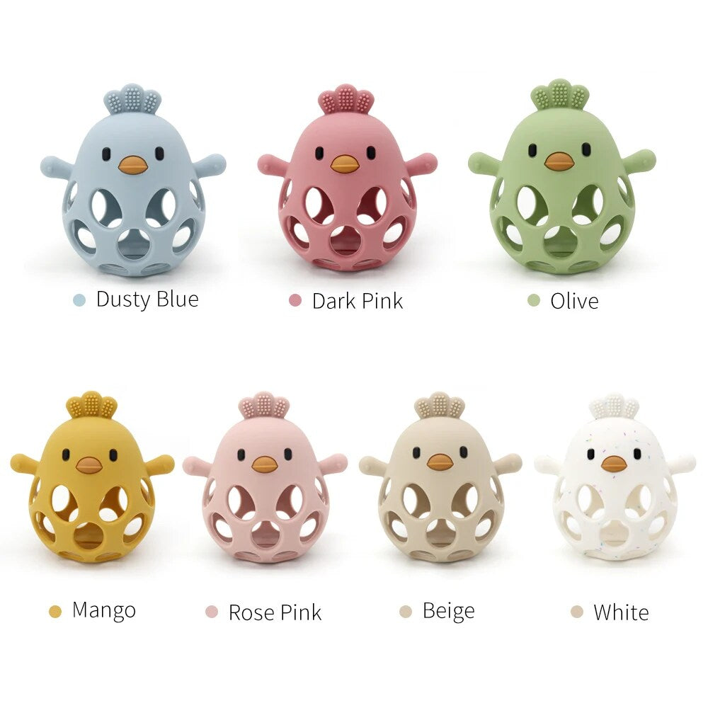 1PC Baby Silicone Teether Toys Cartoon Chick Shape Baby Toys Hollow Out Baby Care Equipment Chewing Training Baby Products