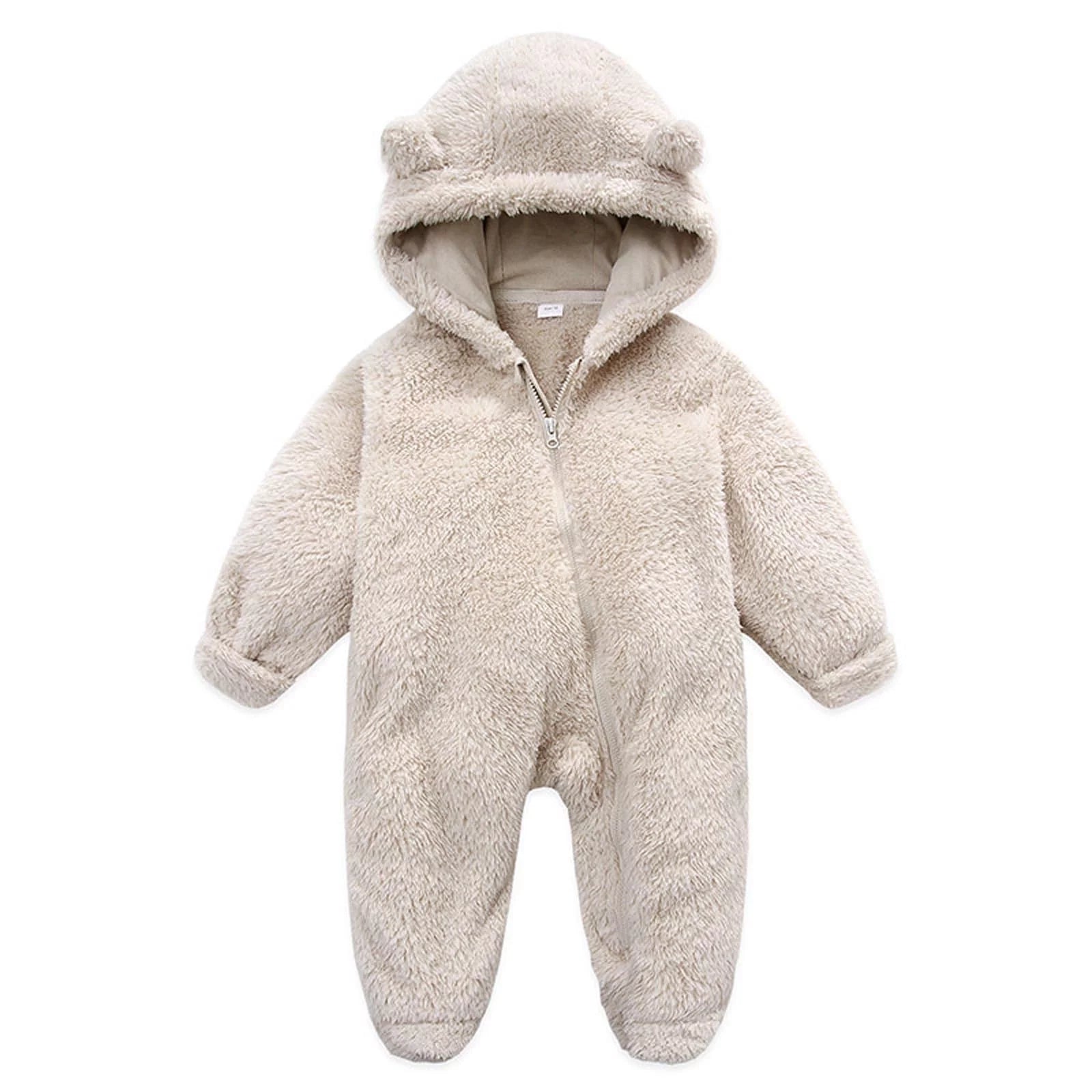 Baby Fleece Winter Coat Baby Fleece Footie Snowsuit Winter Bunting Onesie Cartoon Warm Hooded Romper Jumpsuit Outfits for Girls Boys