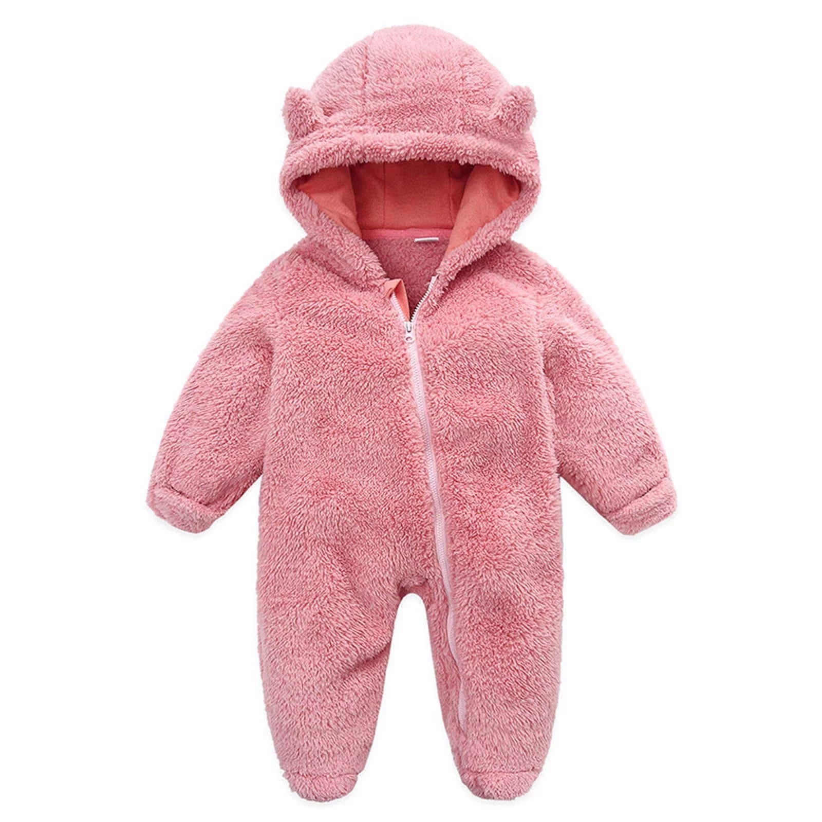 Baby Fleece Winter Coat Baby Fleece Footie Snowsuit Winter Bunting Onesie Cartoon Warm Hooded Romper Jumpsuit Outfits for Girls Boys