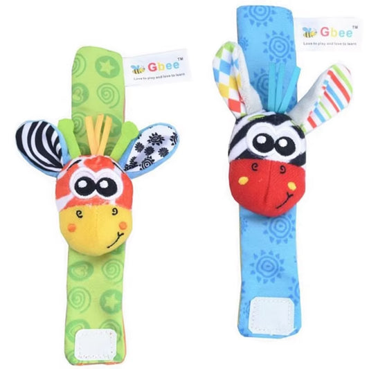 Baby Toys 0-12 Months Baby Rattles Toys Animal Socks Infants Kids Foot Finder Wrist Strap Baby Socks Sensory Toys for Babies 0-3