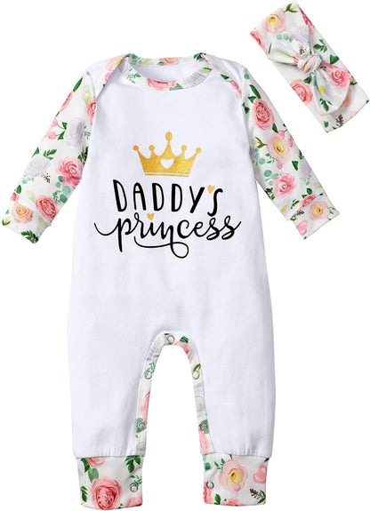 Baby Girl Clothes Cute Floral Infant Newborn Baby Clothes for Girls Letter Print Snap Baby Girl Romper Jumpsuit