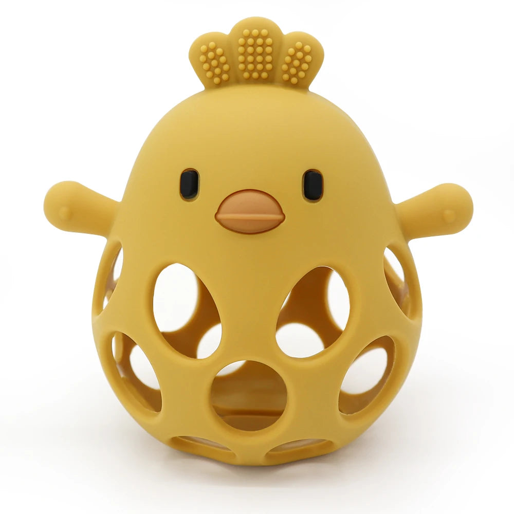 1PC Baby Silicone Teether Toys Cartoon Chick Shape Baby Toys Hollow Out Baby Care Equipment Chewing Training Baby Products