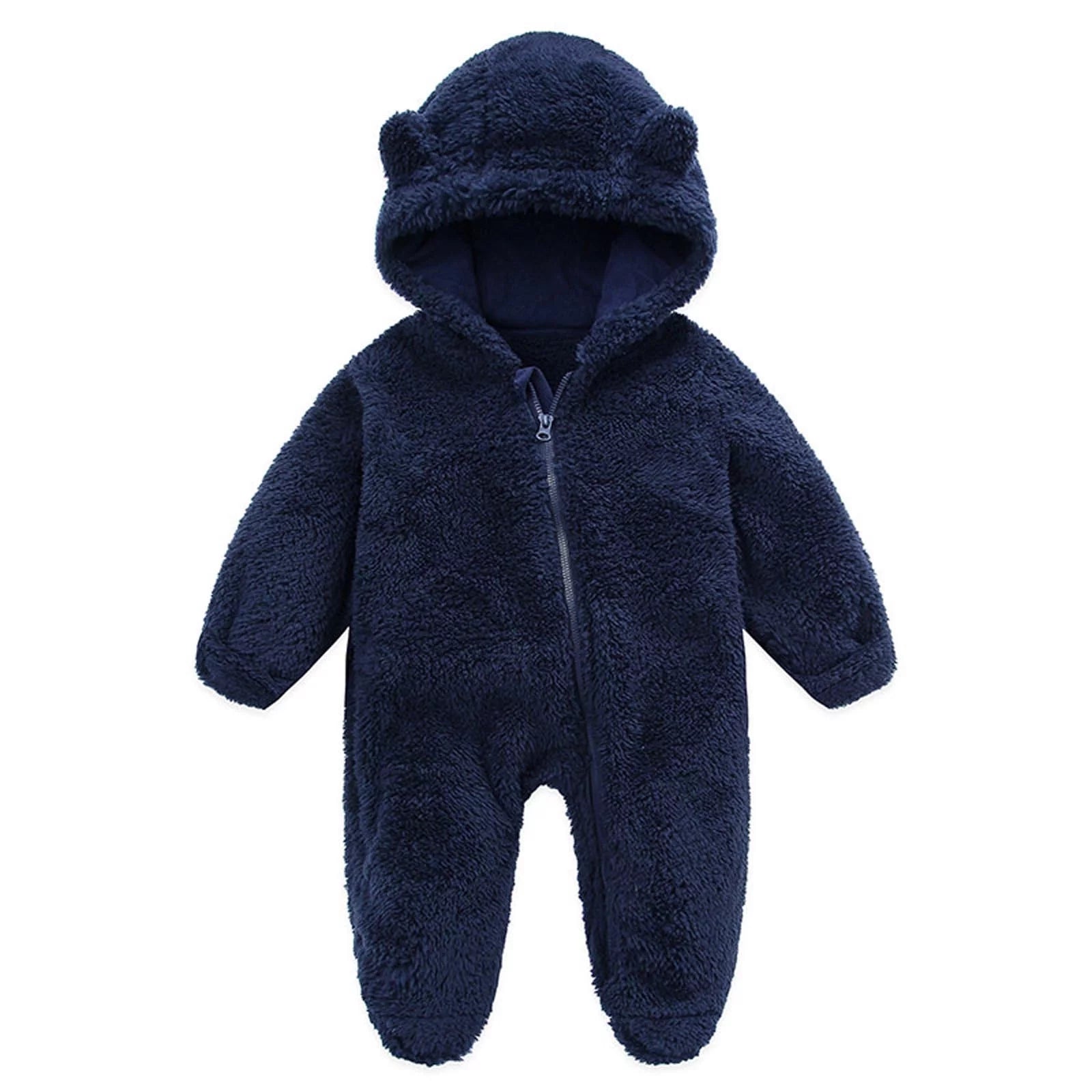 Baby Fleece Winter Coat Baby Fleece Footie Snowsuit Winter Bunting Onesie Cartoon Warm Hooded Romper Jumpsuit Outfits for Girls Boys