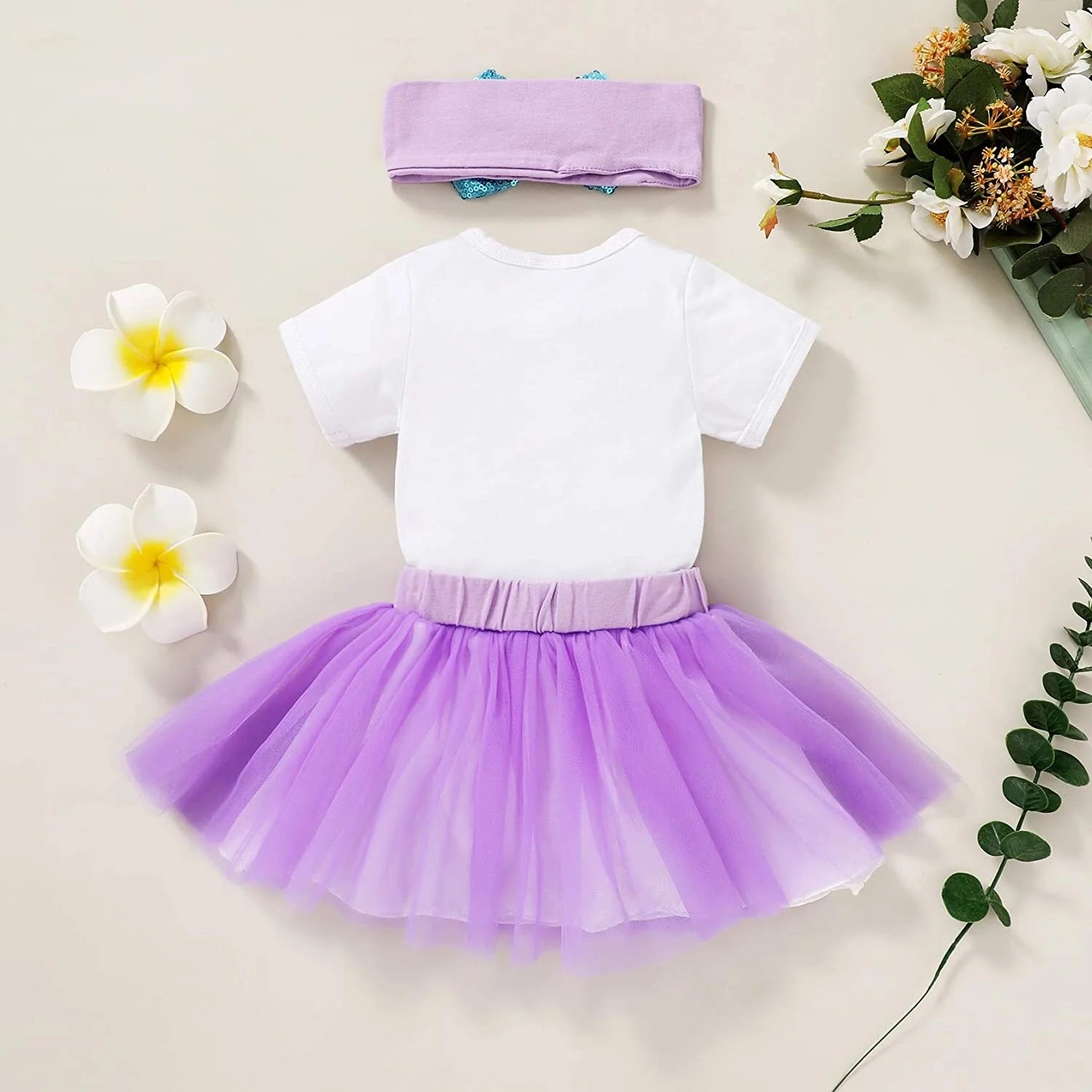 Baby Girls 1St Birthday Outfit Short Sleeve Romper Sequin Tutu Princess Skirt Clothes Set for 6-12 Months