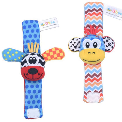 Baby Toys 0-12 Months Baby Rattles Toys Animal Socks Infants Kids Foot Finder Wrist Strap Baby Socks Sensory Toys for Babies 0-3