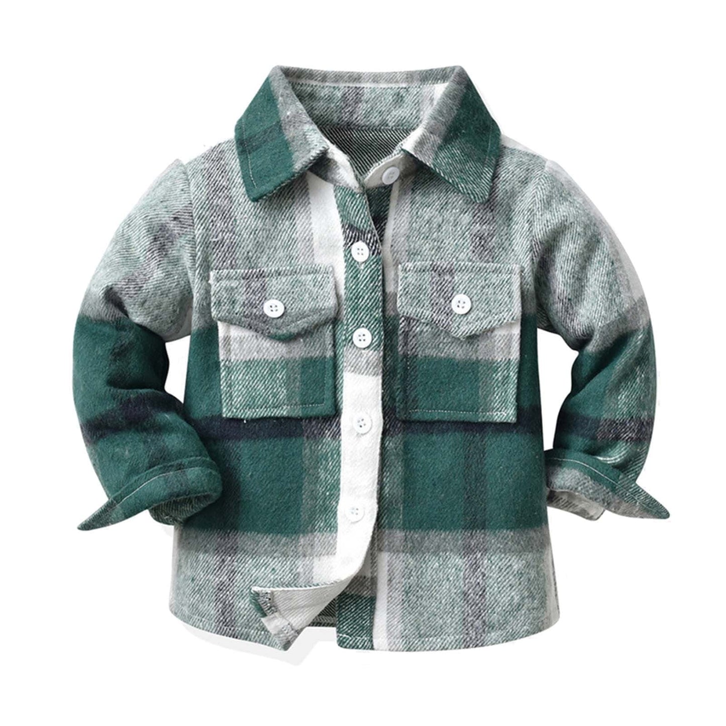 Toddler Kids Baby Boys Flannel Plaid Shirt Long Sleeve Lapel Button down Tops Coat Jacket Outfits Fall Winter Clothes