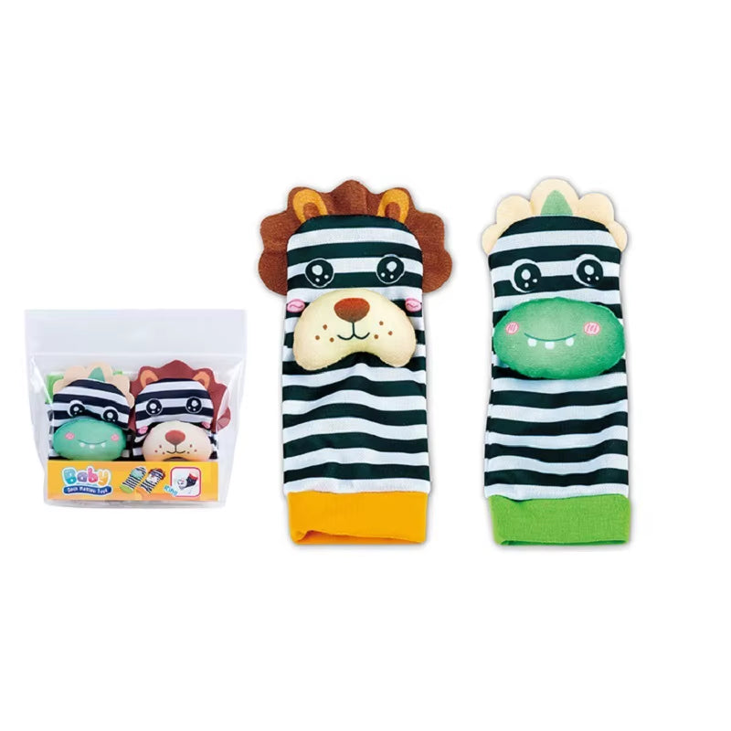 Baby Toys 0-12 Months Baby Rattles Toys Animal Socks Infants Kids Foot Finder Wrist Strap Baby Socks Sensory Toys for Babies 0-3