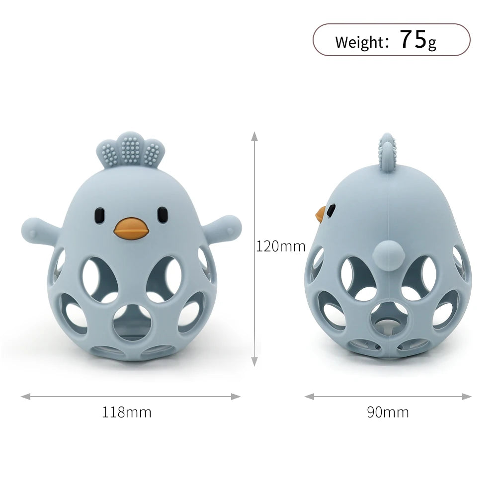 1PC Baby Silicone Teether Toys Cartoon Chick Shape Baby Toys Hollow Out Baby Care Equipment Chewing Training Baby Products