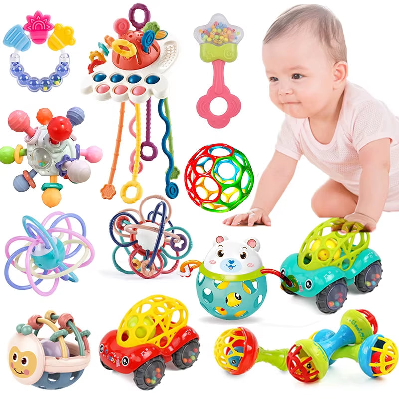 Baby Rattles Toys Newborn Sensory Teether Baby Development Games Educational Infant Toys for Babies Baby Toys 0 6 12 Months