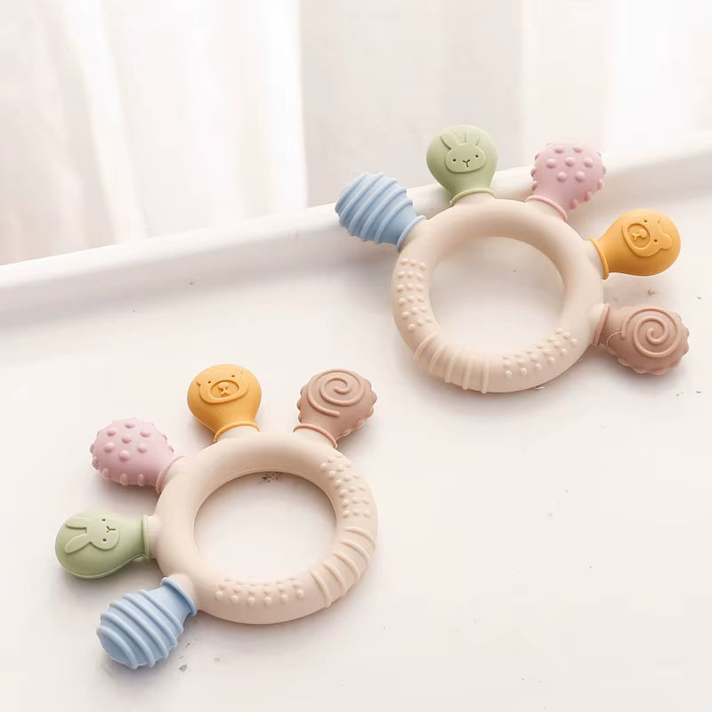 1Pc Silicone Teether Baby 0 12 Months Teething Toys Teether Ring Silicone Baby Teether Toys for Toddler BPA Free Baby Toys Gifts