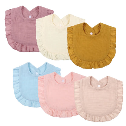 Abaima Baby Girl Cotton Absorbent Bib Set, Ruffled Lace, 6 Piece