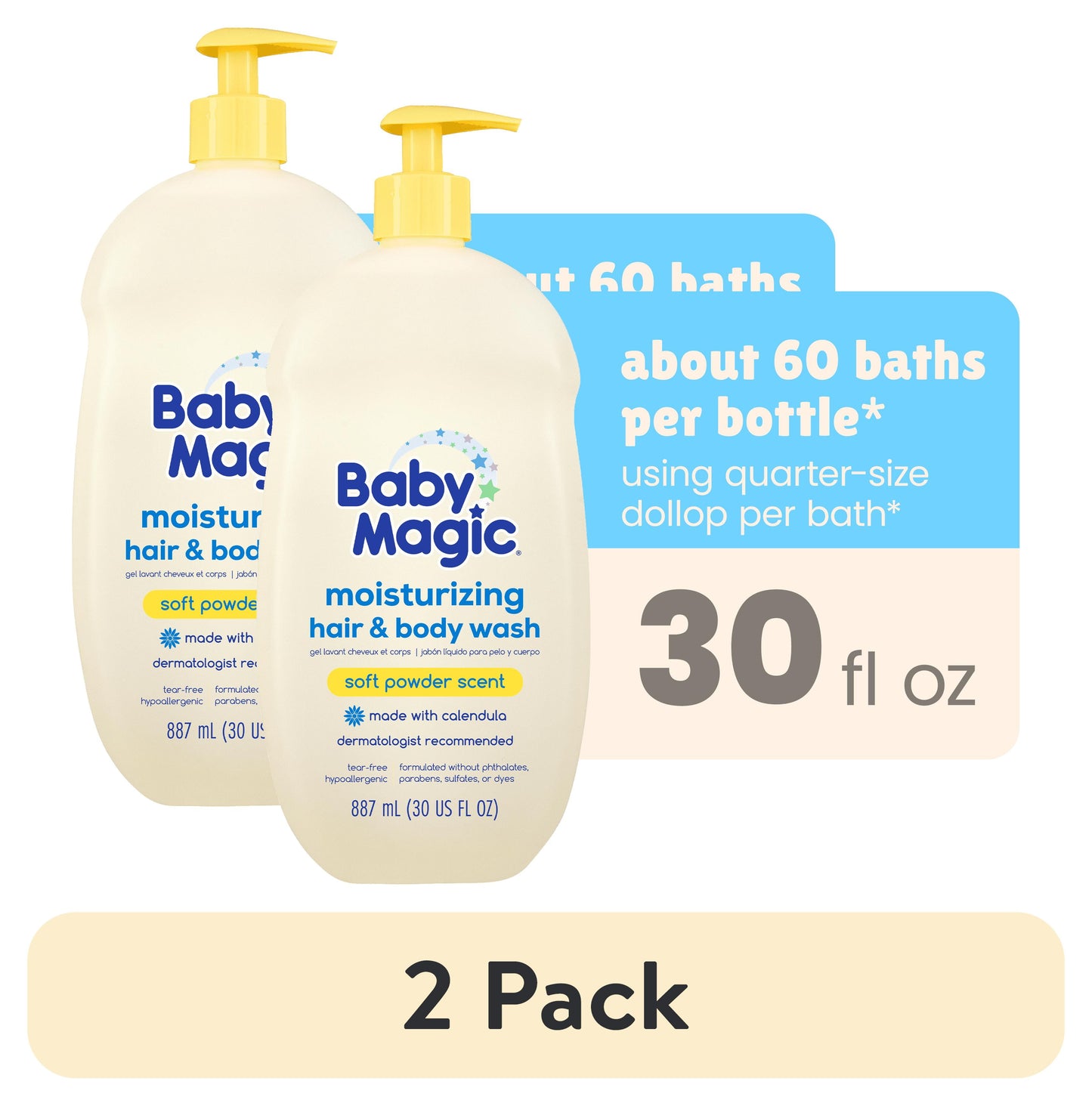 Tear-Free Gentle Hair and Body Wash for Infants, Soft Powder Scent, Hypoallergenic, 30 Oz