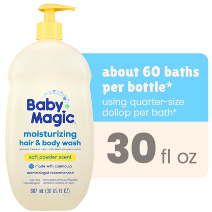 Tear-Free Gentle Hair and Body Wash for Infants, Soft Powder Scent, Hypoallergenic, 30 Oz