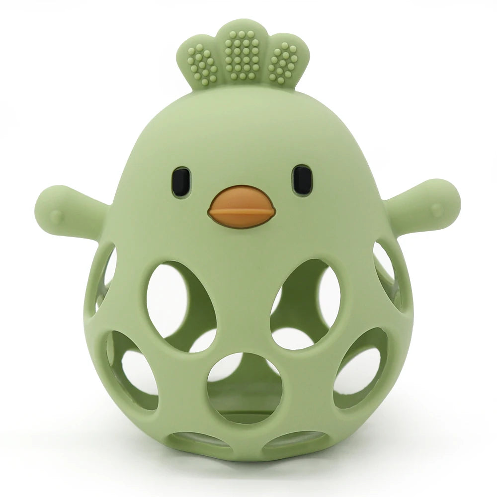 1PC Baby Silicone Teether Toys Cartoon Chick Shape Baby Toys Hollow Out Baby Care Equipment Chewing Training Baby Products