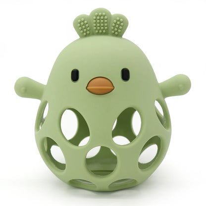 1PC Baby Silicone Teether Toys Cartoon Chick Shape Baby Toys Hollow Out Baby Care Equipment Chewing Training Baby Products