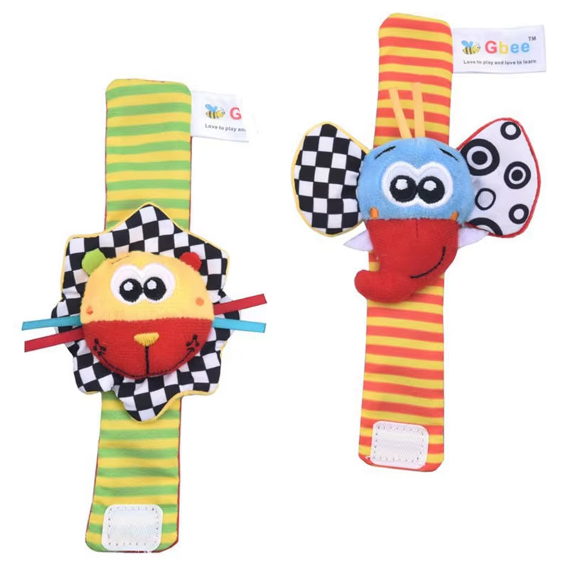 Baby Toys 0-12 Months Baby Rattles Toys Animal Socks Infants Kids Foot Finder Wrist Strap Baby Socks Sensory Toys for Babies 0-3