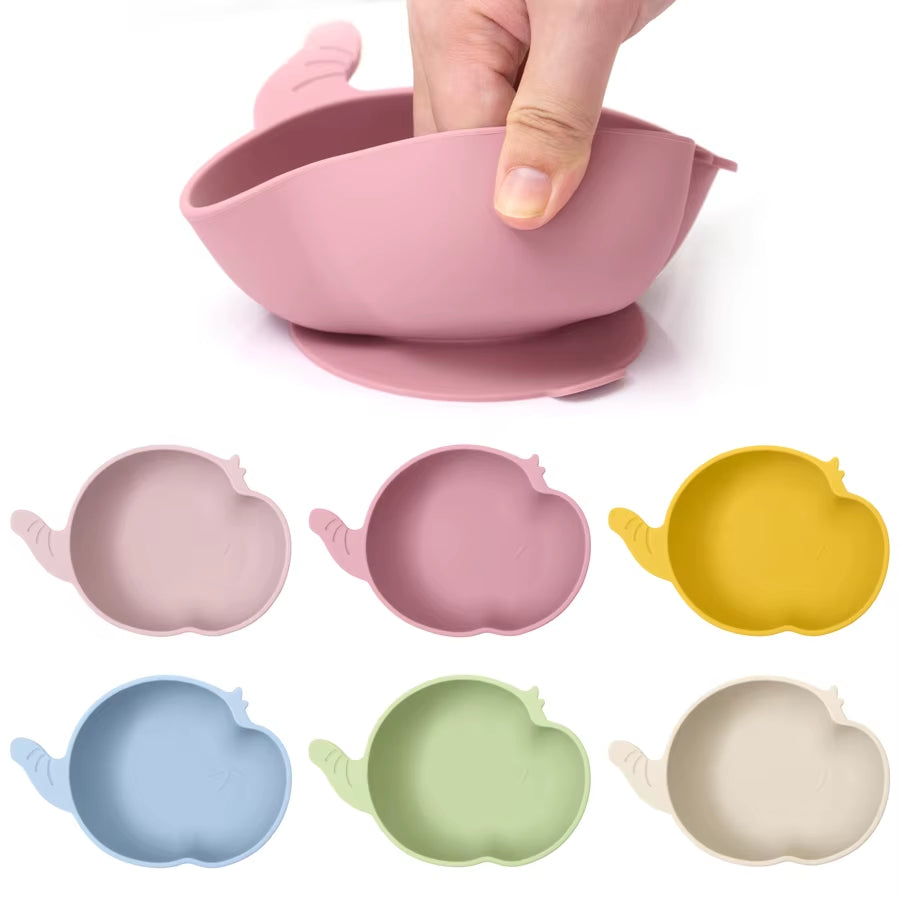 1PC Silicone Baby Dishes Cartoon Shape Plates Feeding Training Tableware Suction Baby Food Storage Meal Tray for Children