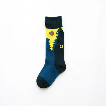 Children Cotton Socks Cartoon Animal Crocodile Dinosaur Embroidery Print Socks Boys Girls Kids Funny Colorful Footwear Fashion