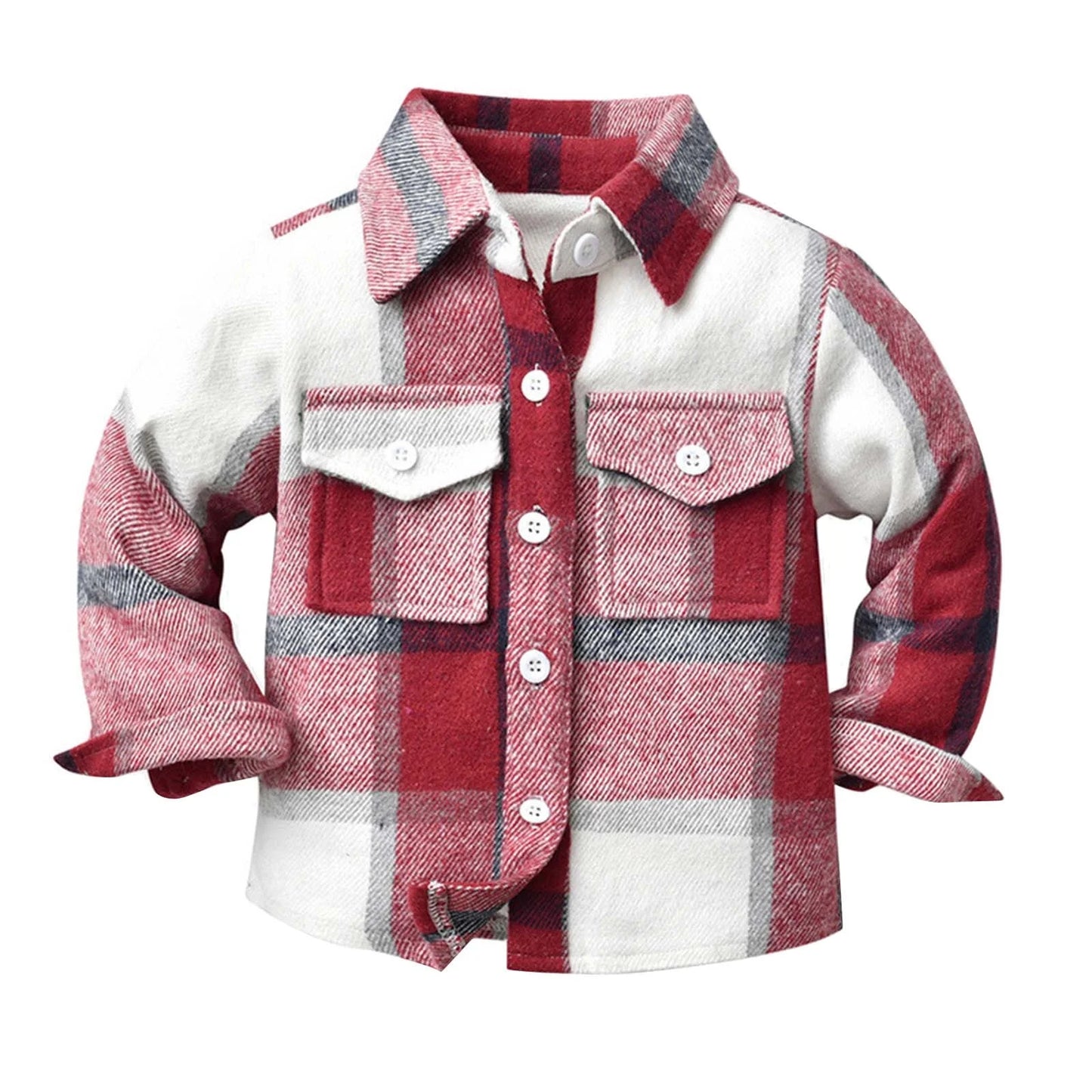 Toddler Kids Baby Boys Flannel Plaid Shirt Long Sleeve Lapel Button down Tops Coat Jacket Outfits Fall Winter Clothes