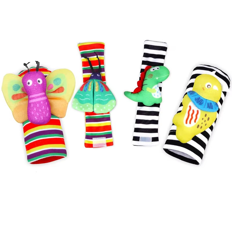 Baby Toys 0-12 Months Baby Rattles Toys Animal Socks Infants Kids Foot Finder Wrist Strap Baby Socks Sensory Toys for Babies 0-3