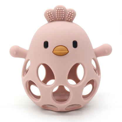 1PC Baby Silicone Teether Toys Cartoon Chick Shape Baby Toys Hollow Out Baby Care Equipment Chewing Training Baby Products