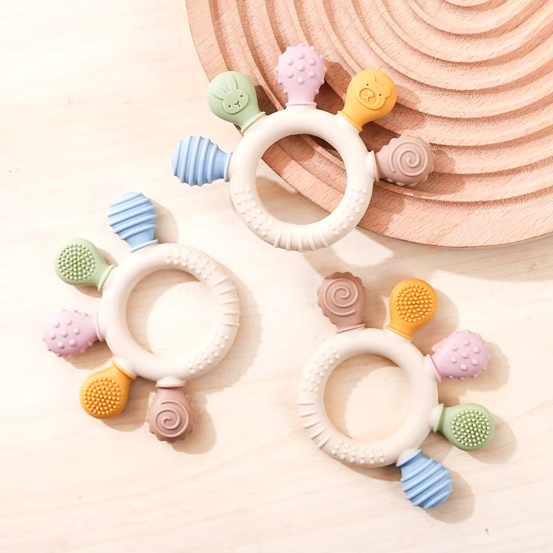 1Pc Silicone Teether Baby 0 12 Months Teething Toys Teether Ring Silicone Baby Teether Toys for Toddler BPA Free Baby Toys Gifts