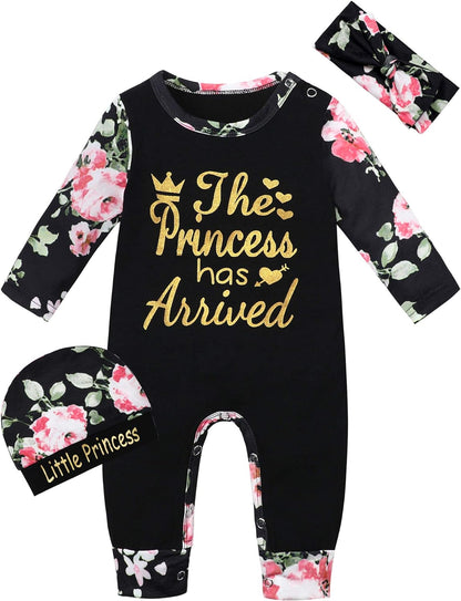 Baby Girl Clothes Cute Floral Infant Newborn Baby Clothes for Girls Letter Print Snap Baby Girl Romper Jumpsuit