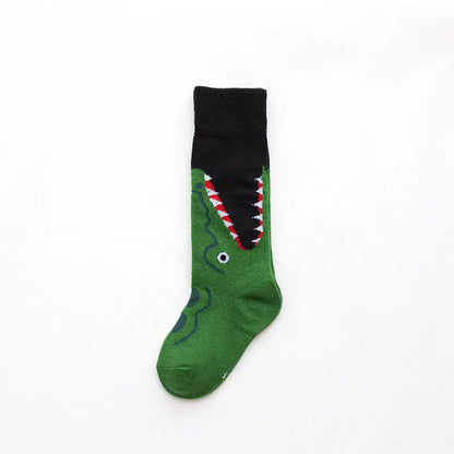 Children Cotton Socks Cartoon Animal Crocodile Dinosaur Embroidery Print Socks Boys Girls Kids Funny Colorful Footwear Fashion